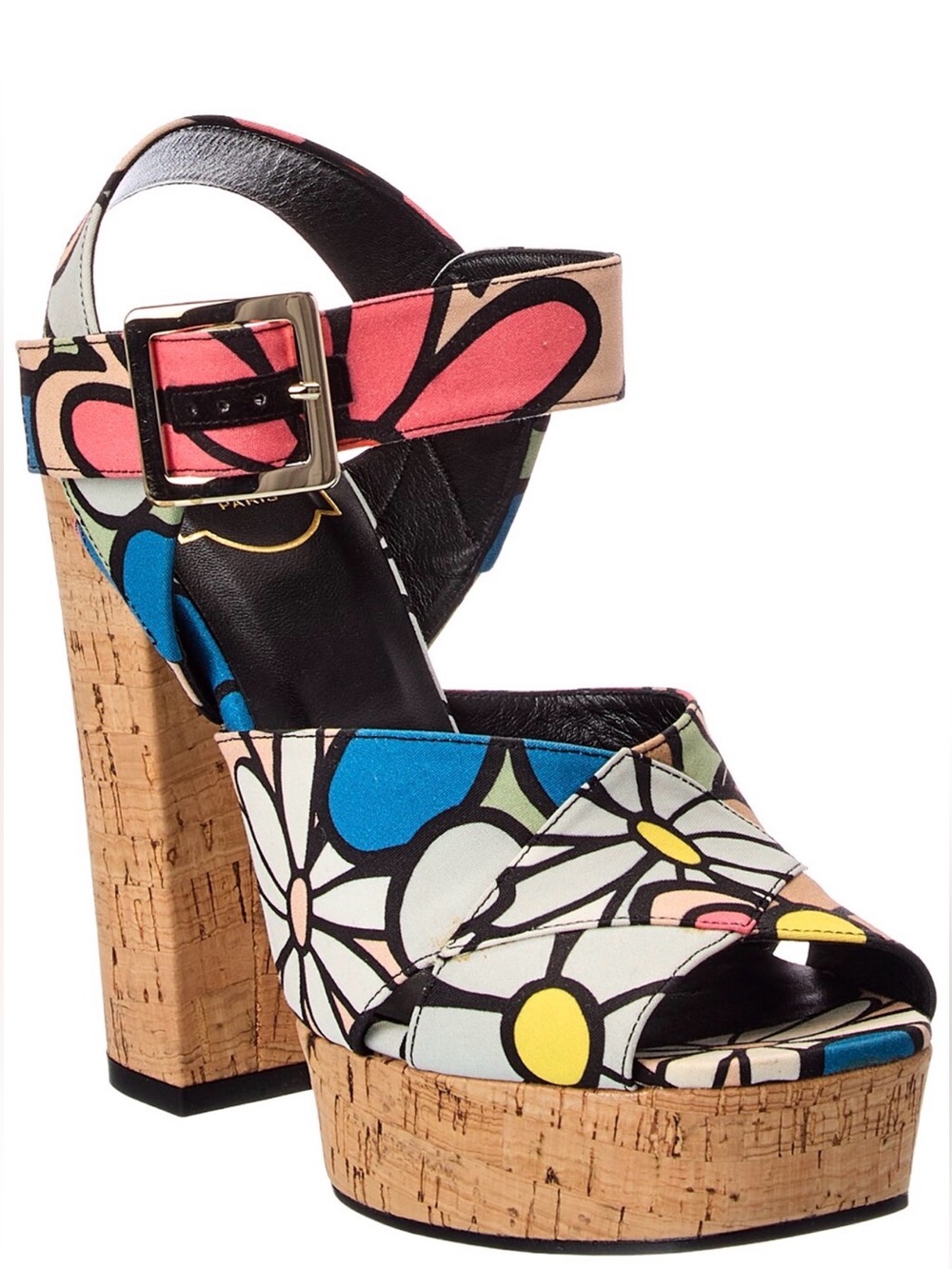 Roger Vivier Floral Canvas Platform Sandal